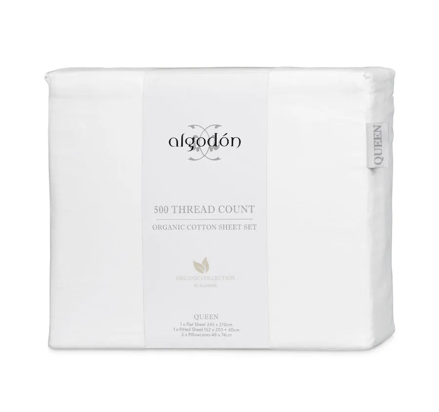 500THC Organic Cotton Sheet Set White