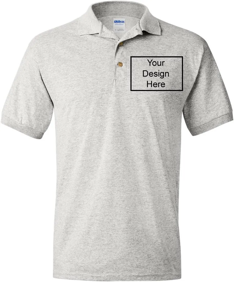 Add Your Own Text Design Custom Personalized Digitally Printed Adult Polo Shirt