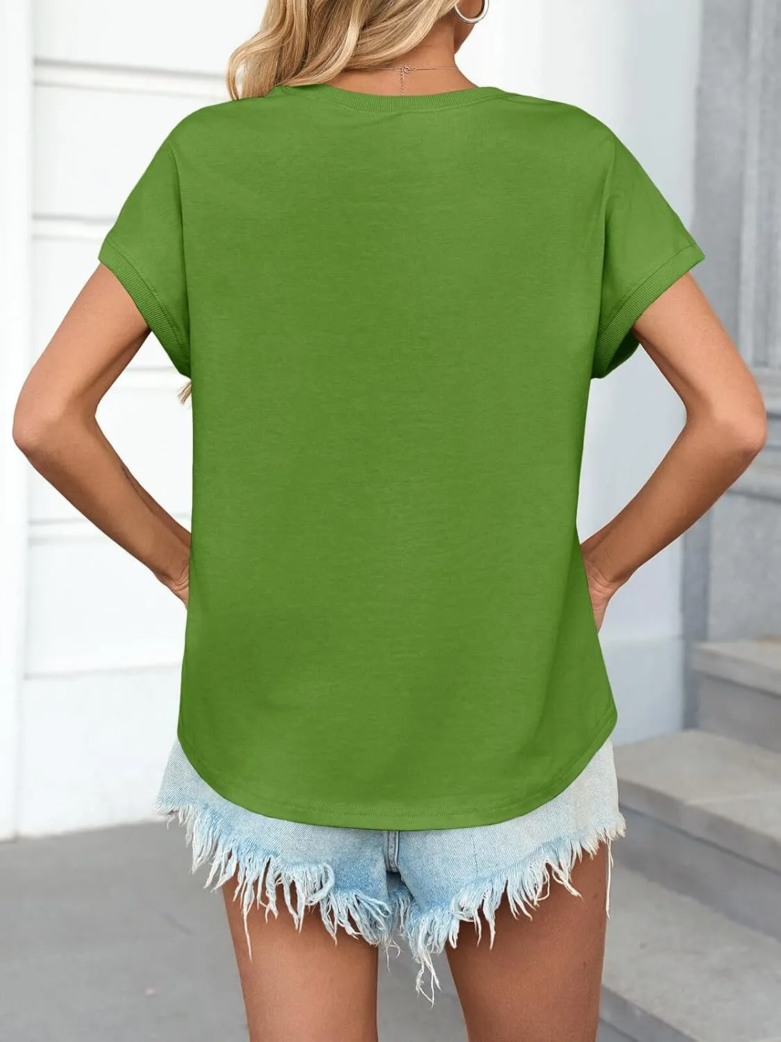 Cicy Bell Womens Summer Cap Sleeve T-Shirts Casual Loose Fit Tunic Tops Crew Neck Tee Shirts