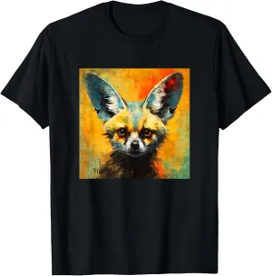 Colorful Artistic Sketch Oil Painting Of A Bat Eared Fox T-Shirt