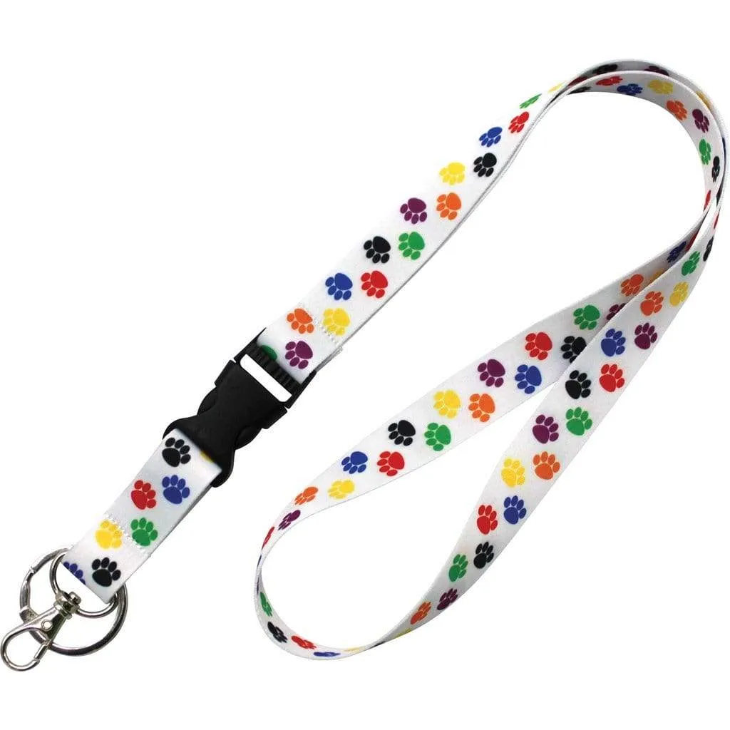 Colorful Paw Prints Lanyard
