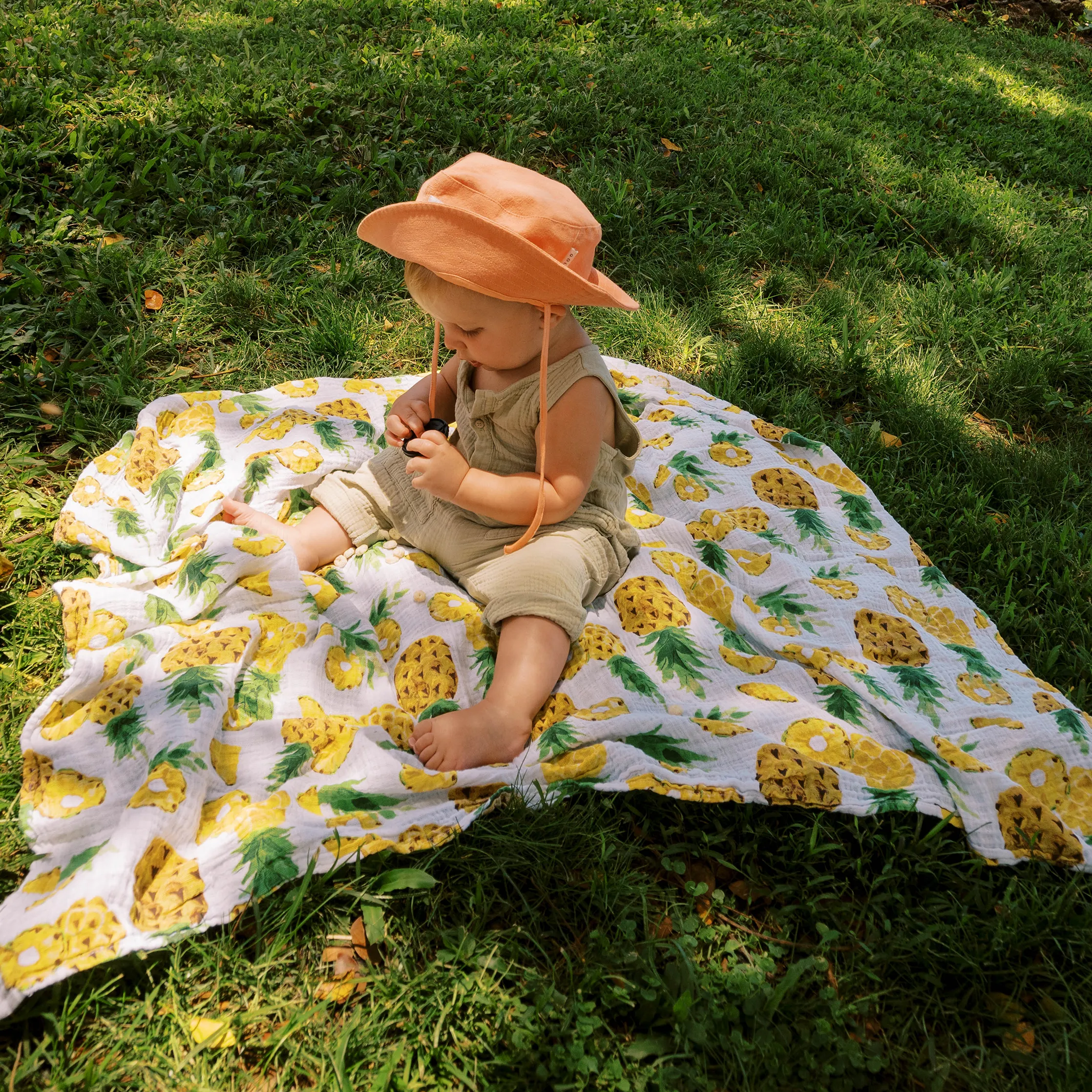 Cotton Muslin Swaddle Blanket - Fresh Pineapple
