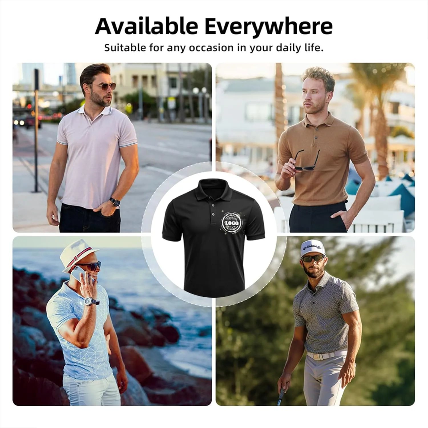 Custom Polo Shirts for Men Women Customized Design Your Own Text Logo Photo Name Dry Fit Golf Shirt