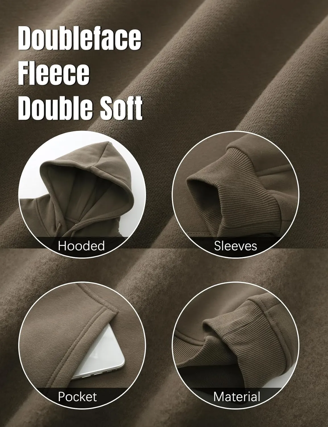 Flygo Womens Fleece Hoodie Sweatshirt Cropped Drawstring Hooded Crop Tops Pullover with Kangaroo Pocket