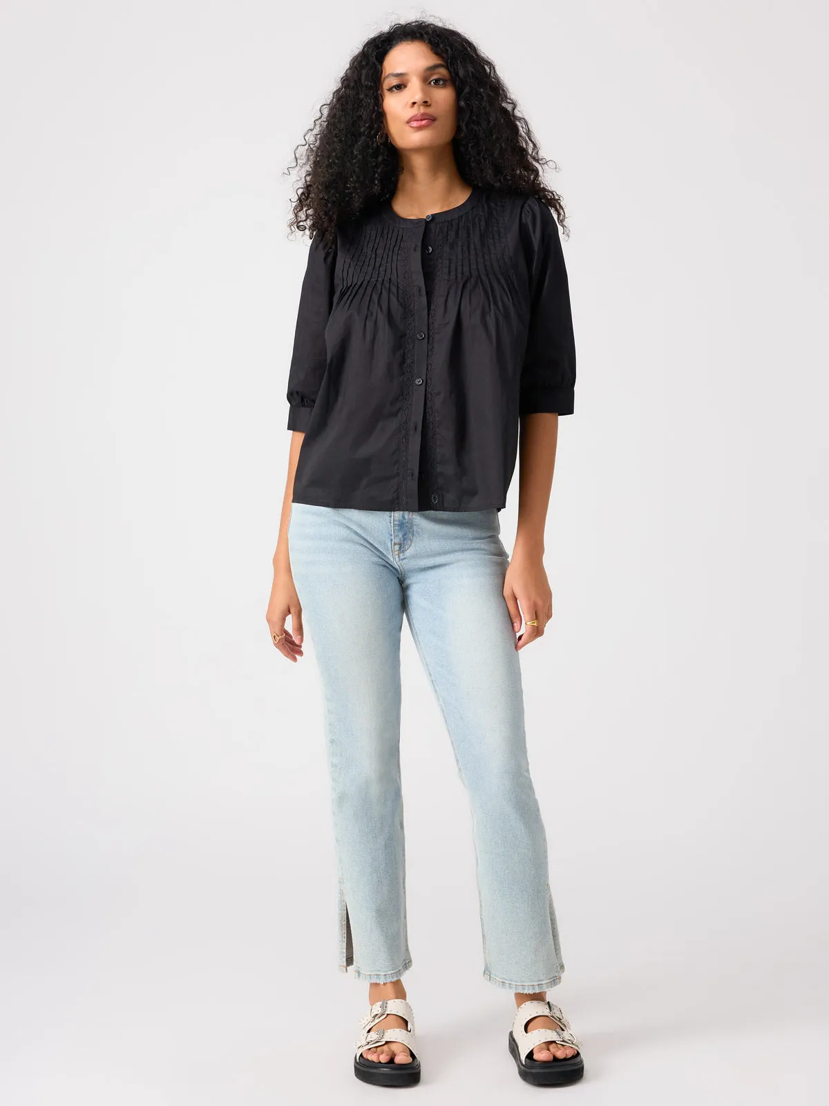 Gentle Pintuck Blouse Black