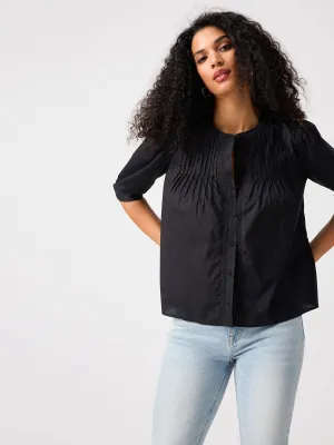 Gentle Pintuck Blouse Black