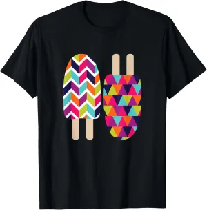 Geometric Pattern Popsicle T-Shirt. Two 2-Stick Treats.