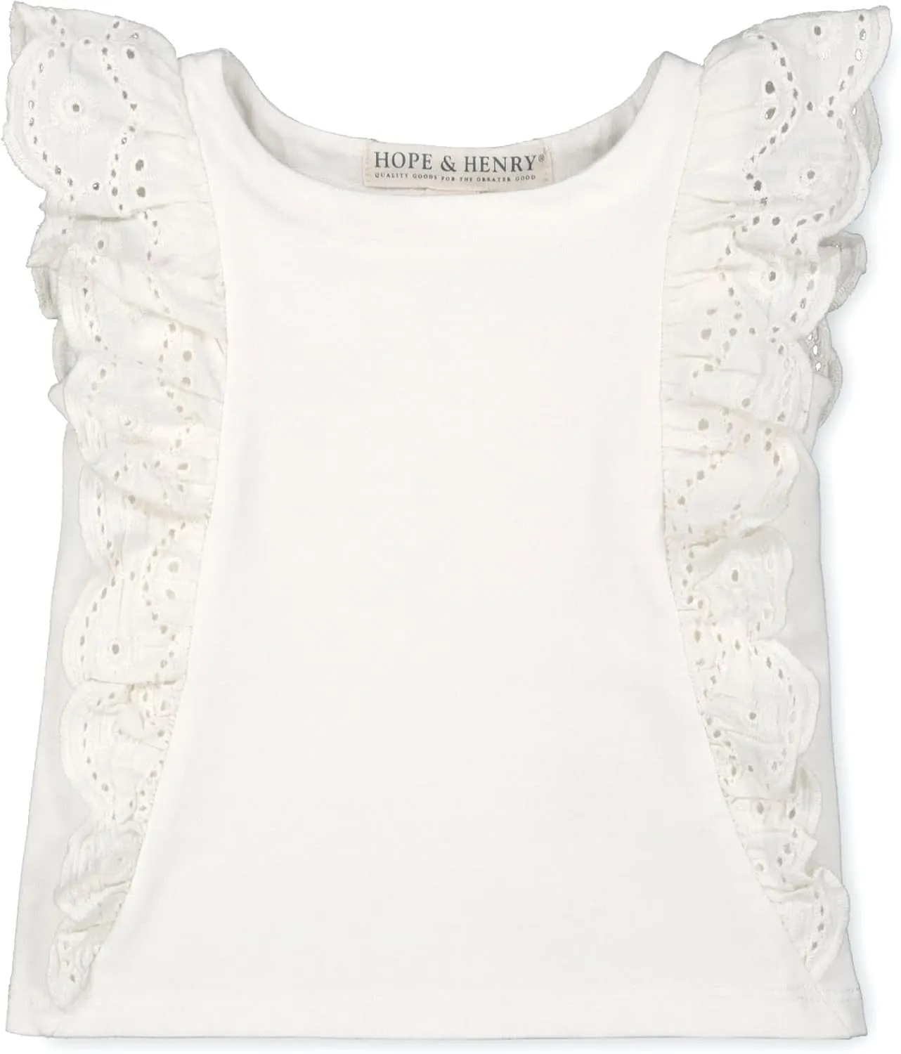 Hope & Henry Girls' Short Sleeve Flutter Sleeve Knit Top