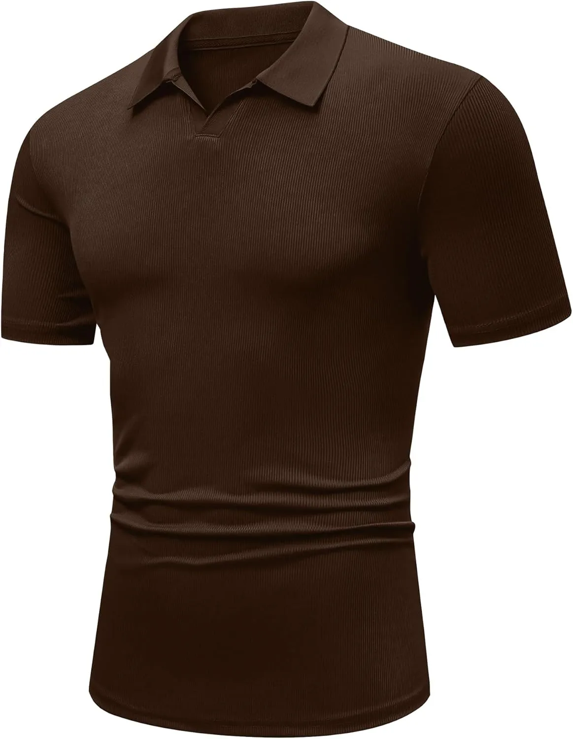 JMIERR Men's Muscle V Neck Polo Shirts Casual Short Sleeve Slim Fit Ribbed Golf T Shirt Athletic Tee