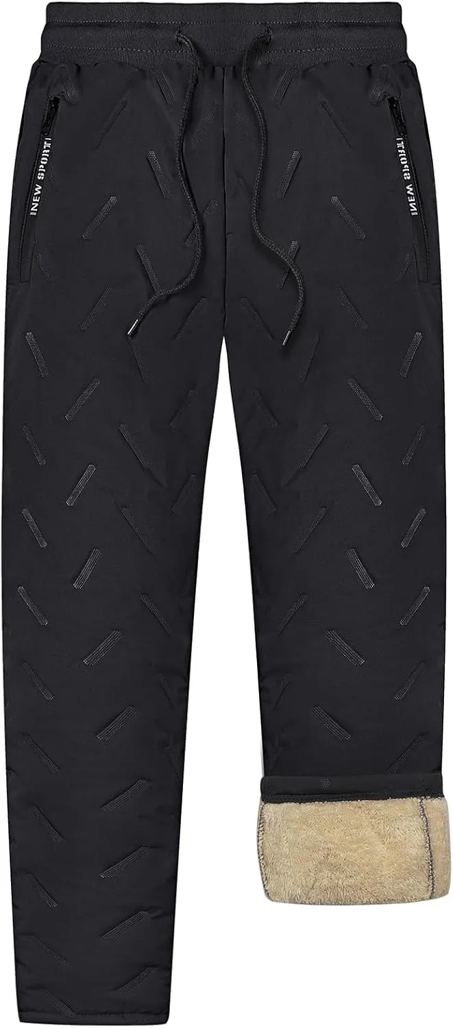 MANLUODANNI Men's Winter Fleece Sweatpants Sherpa Lined Pants Active Drawstring Jogger Trousers