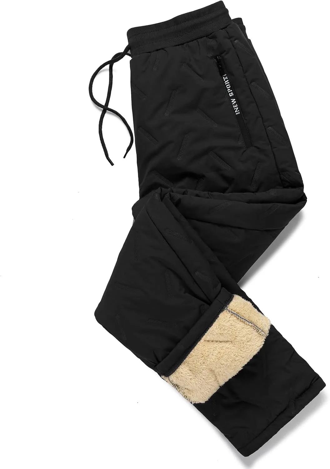 MANLUODANNI Men's Winter Fleece Sweatpants Sherpa Lined Pants Active Drawstring Jogger Trousers