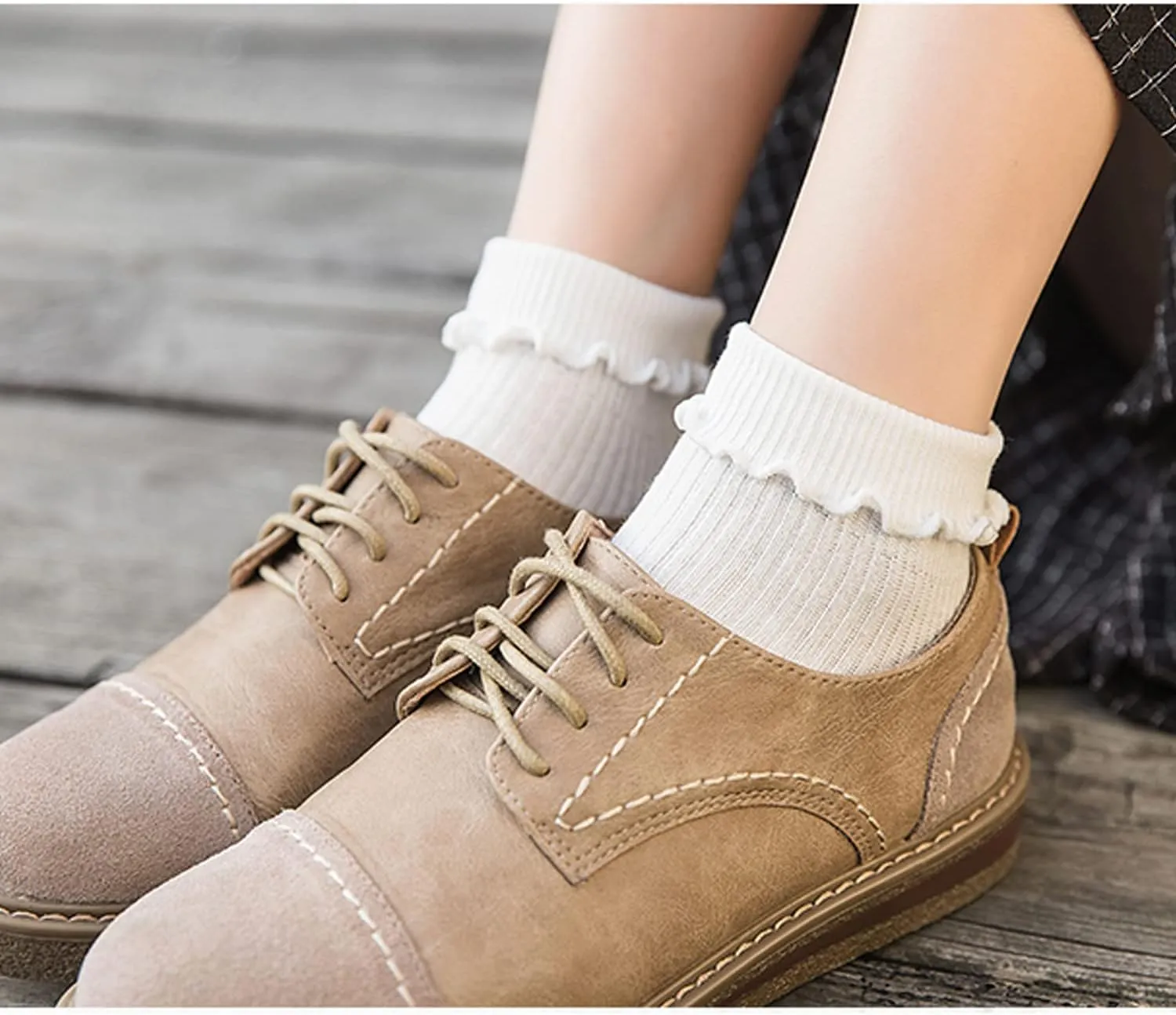 Mcool Mary Womens Socks, Ruffle Turn-Cuff Casual Ankle Breathable Cool Knit Cotton Lettuce Crew Frilly Sock 6 Pack