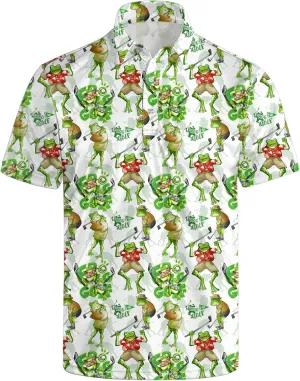 Mens Golf Polo Shirts - Hawaiian Print Golf Shirt for Men Quick-Dry Moisture Wicking Casual Breathable Polo Shirt