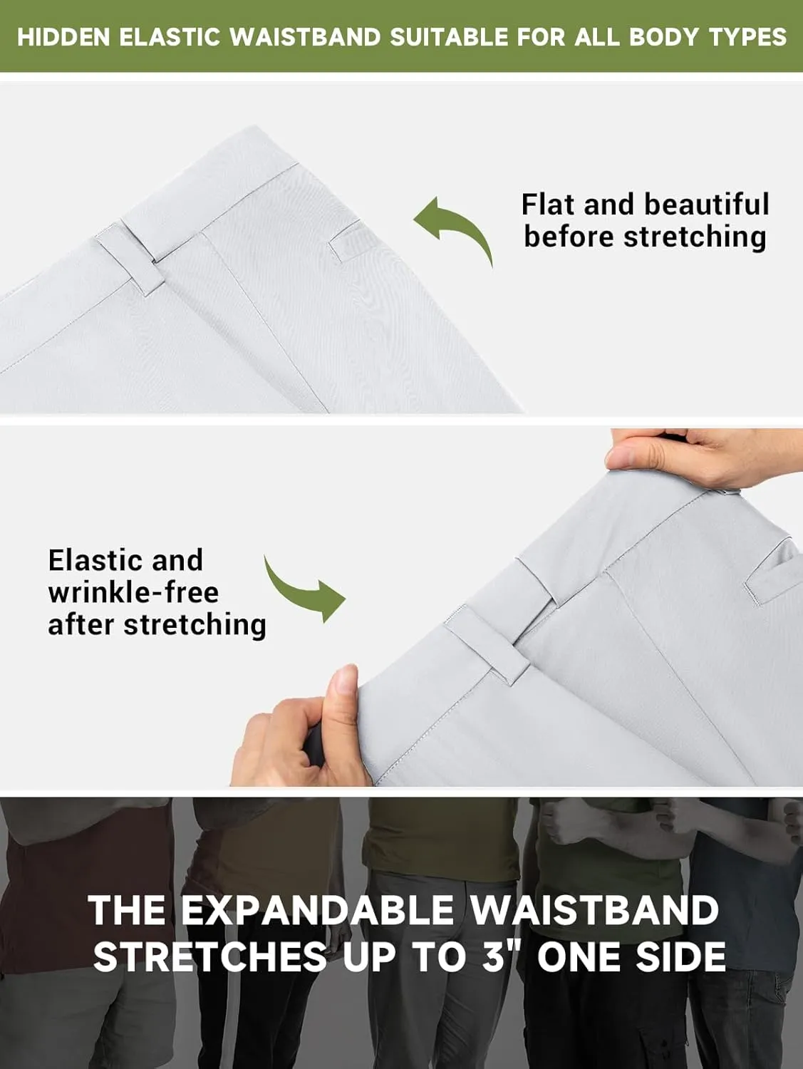 Moosehill Men's-Golf-Pants-Classic-Fit Stretch Quick Dry Lightweight Dress Work Casual Outdoor Comfy Trousers with Pockets