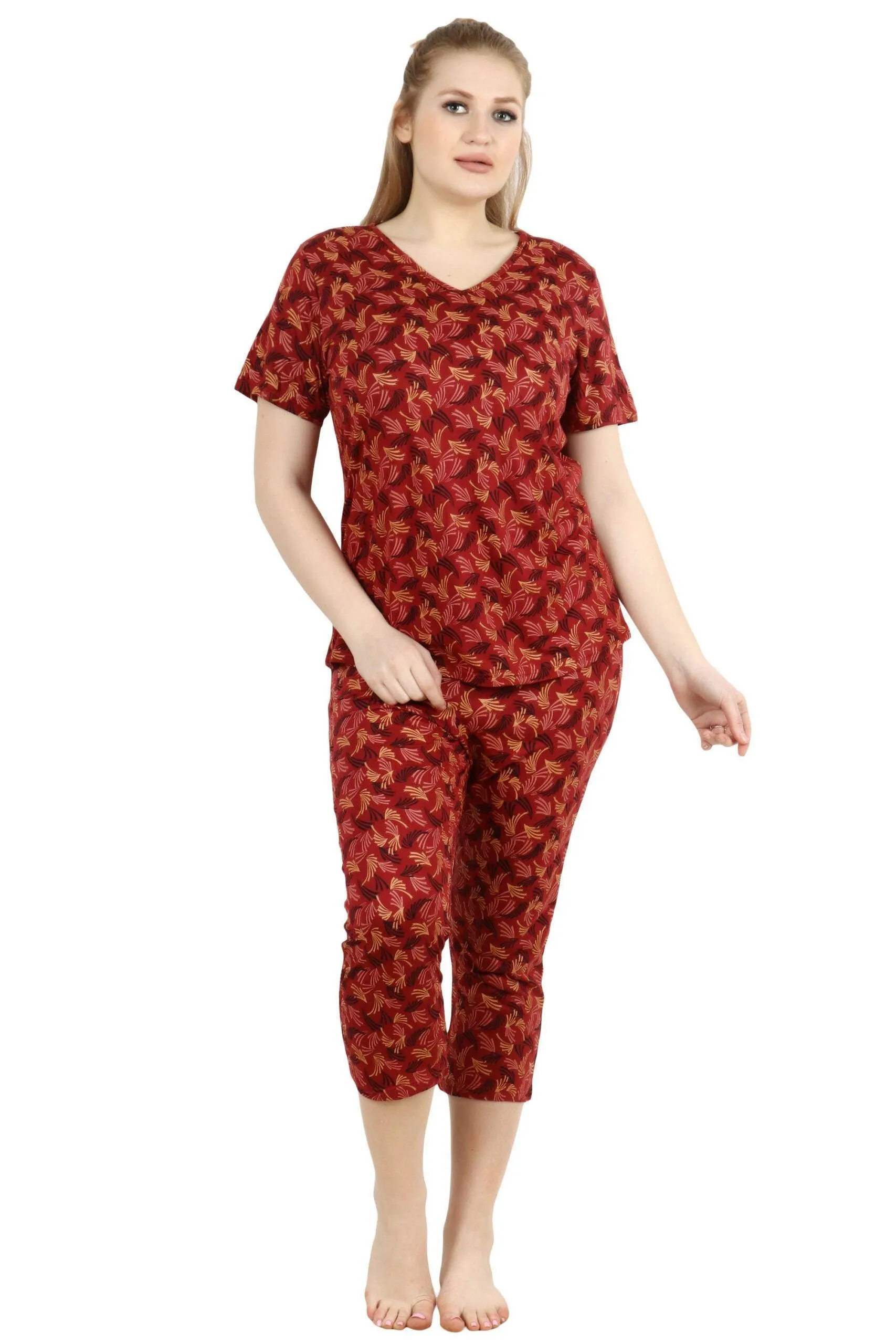 Multicolored Grass Printed Night Suit Set