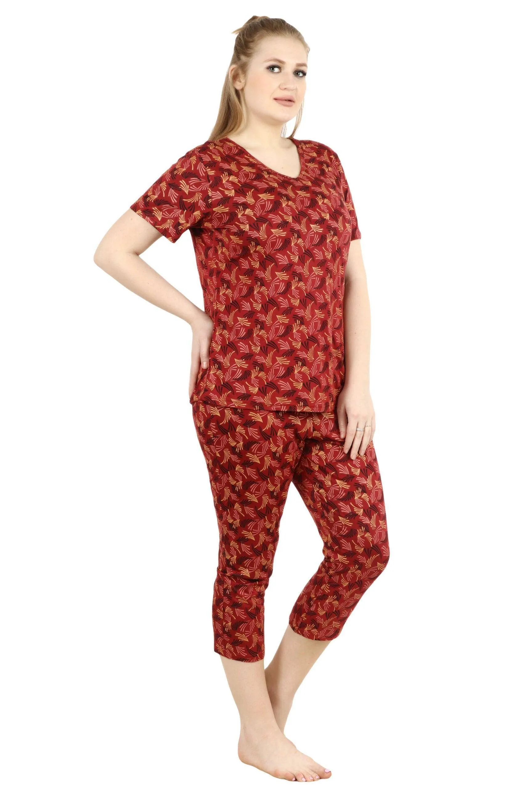 Multicolored Grass Printed Night Suit Set