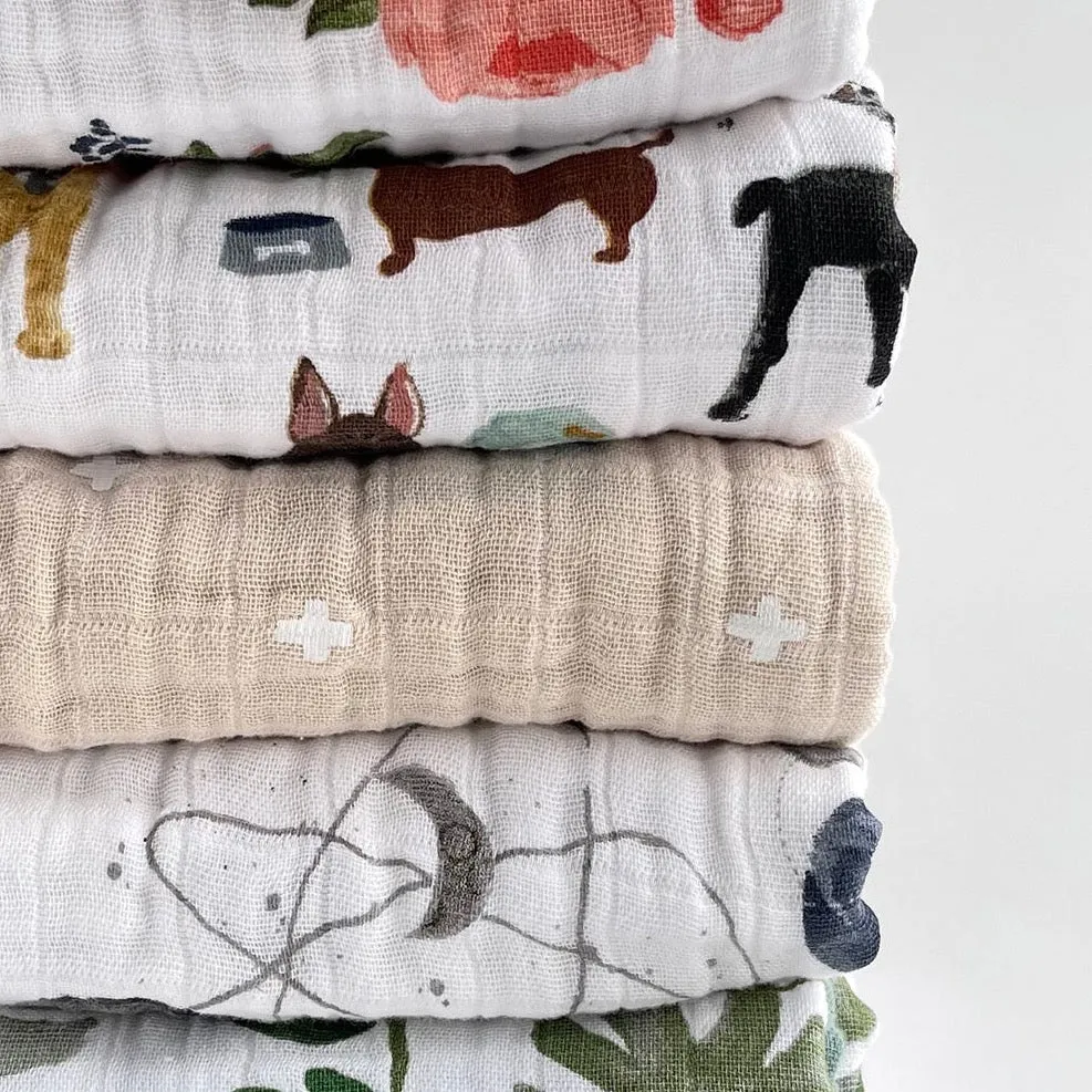 Original Cotton Muslin Quilt - Watercolor Roses
