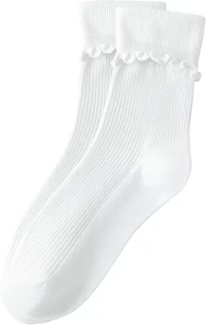 Ruffle Turn-Cuff Socks Women, Casual Cute Girl Ruffle Crew Socks Breathable Cool Frilly Socks