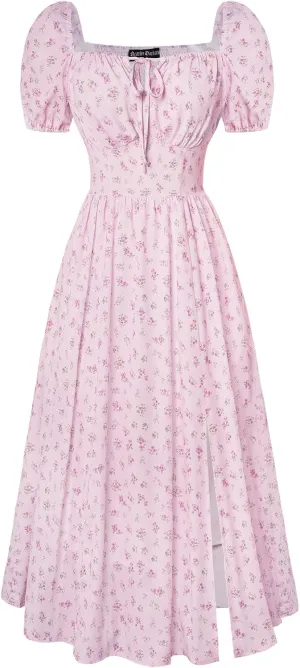 Scarlet Darkness Cottagecore Dress for Women Split Long Dress Milkmaid Corset Dresses