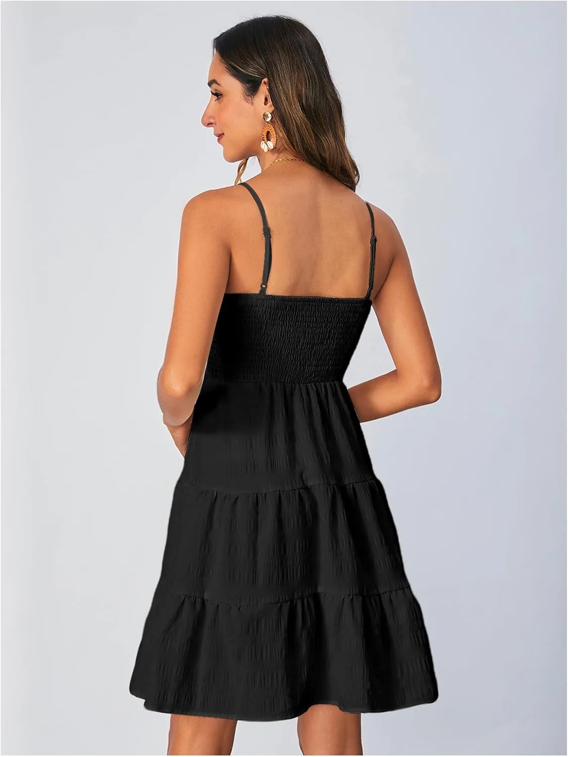 SOLY HUX Women's Sundress Smock Cami Mini Dress Sleeveless Swing A Line Short Dresses Casual Cute Summer Dresses