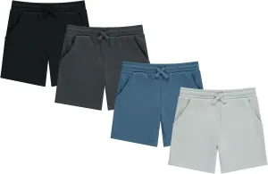 STITCH & STONE Boys 4-Pack French Terry Shorts  Soft & Breathable Cotton Lounge Shorts with Elastic Waist & Drawstring