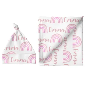 Sugar   Maple Large Blanket & Hat Set - Rainbow Pink