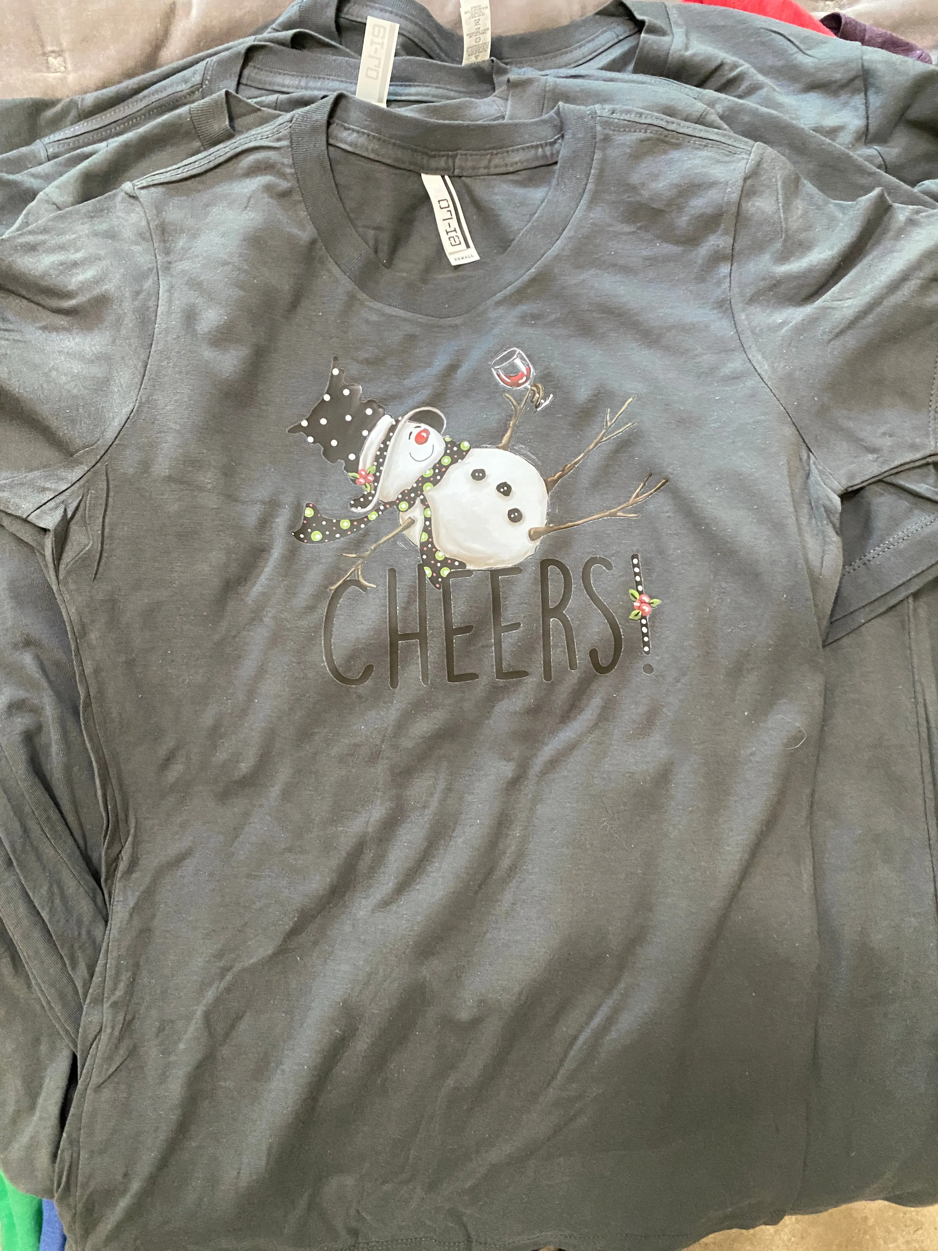 T Shirt My Vinyl Cut brand Cheers! Winter Tipsy Snowman