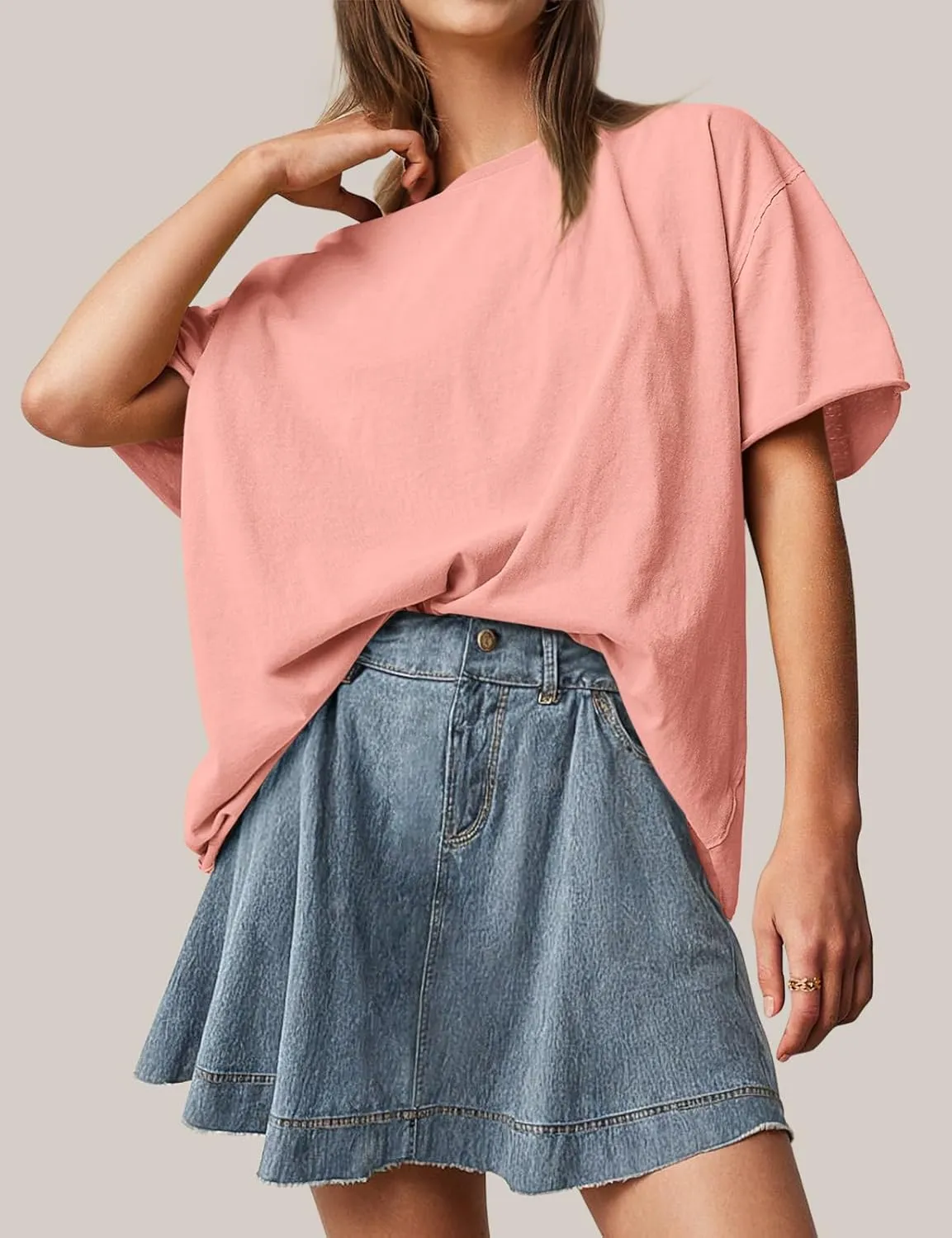 TARSE Oversized Tshirts for Women 2024 Loose Fit Summer Tunic Tops Soft Cotton Short Sleeve Boxy Tee