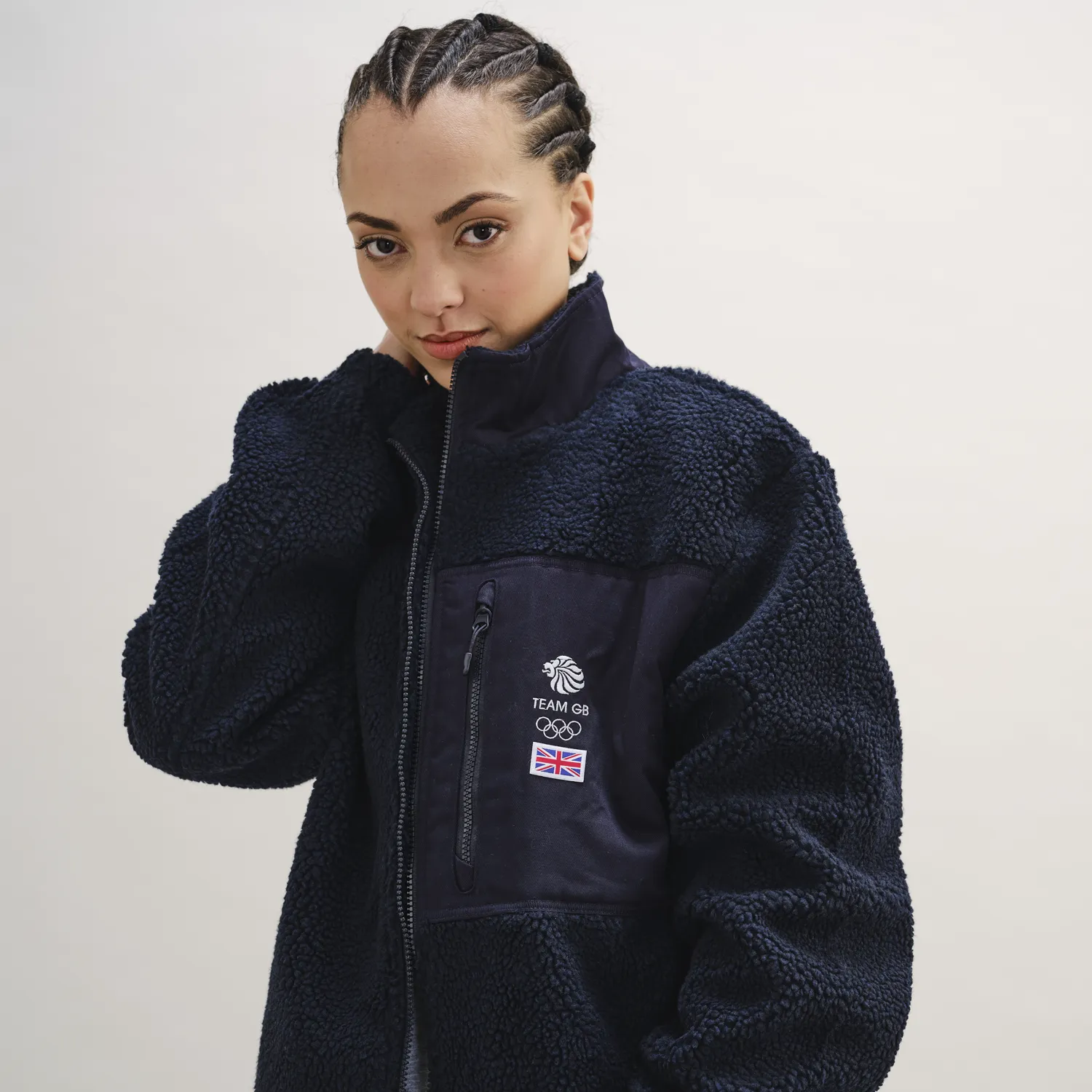 Team GB Embroidered Navy Sherpa Fleece