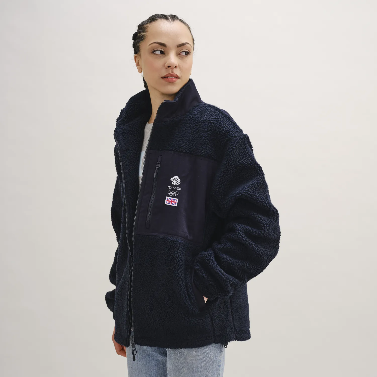 Team GB Embroidered Navy Sherpa Fleece