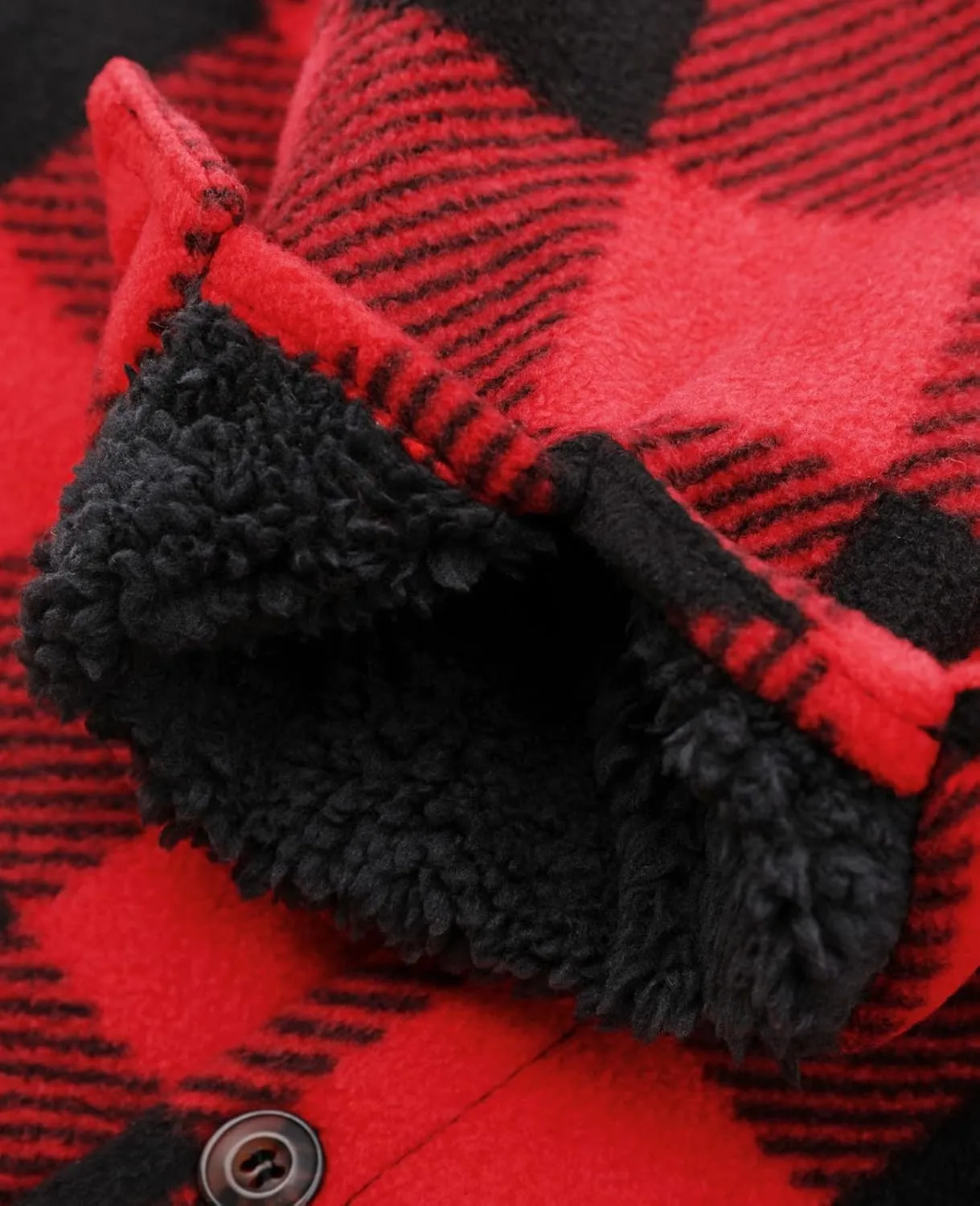 ThCreasa Boys Warm Sherpa Lined Buffalo Plaid Fleece Button Down Shirt Jacket