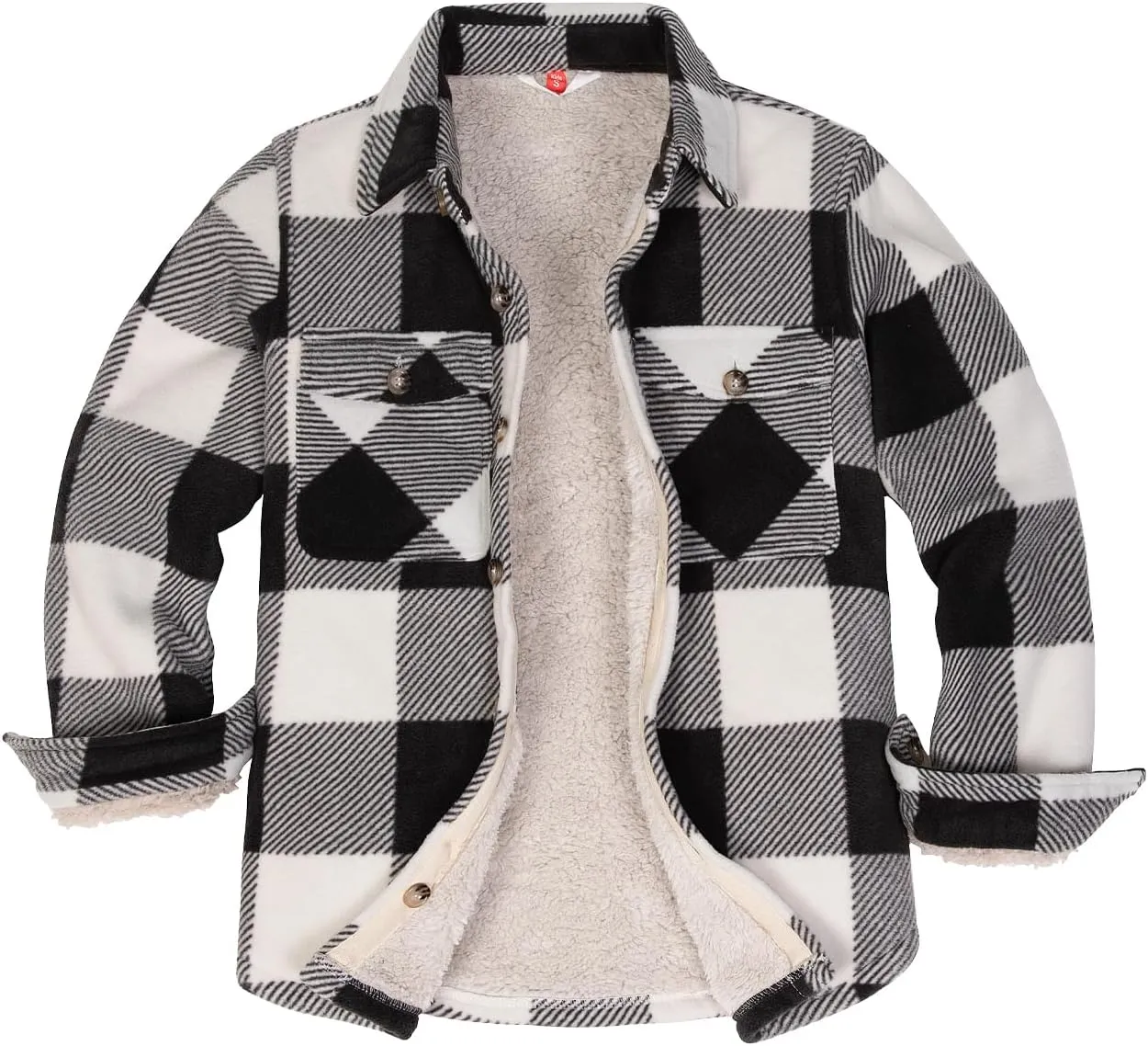 ThCreasa Boys Warm Sherpa Lined Buffalo Plaid Fleece Button Down Shirt Jacket
