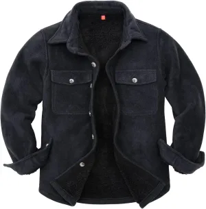 ThCreasa Boys Warm Sherpa Lined Buffalo Plaid Fleece Button Down Shirt Jacket