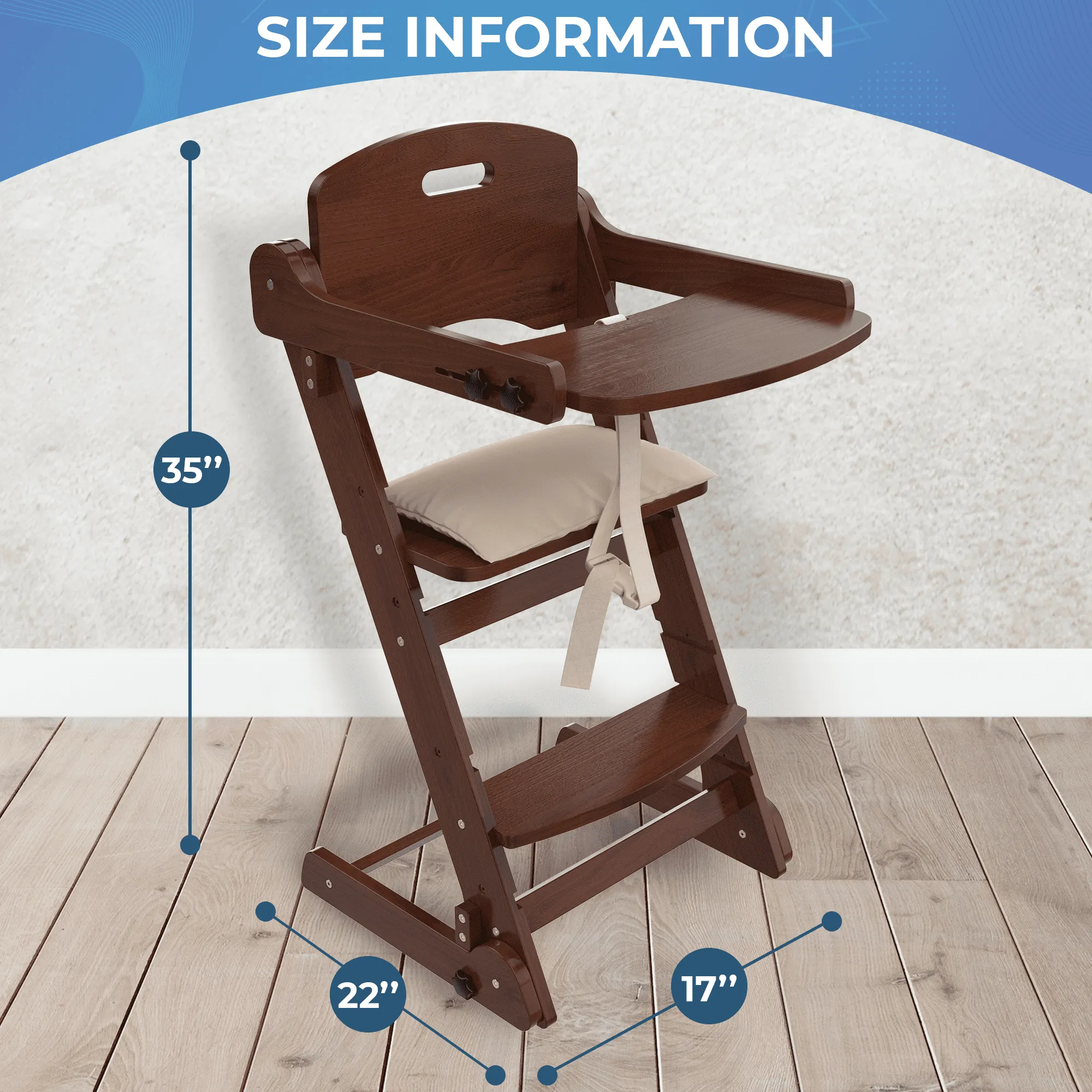 Tripp Trapp High Chair - Cherry Wooden Convertible Chair for Eating
