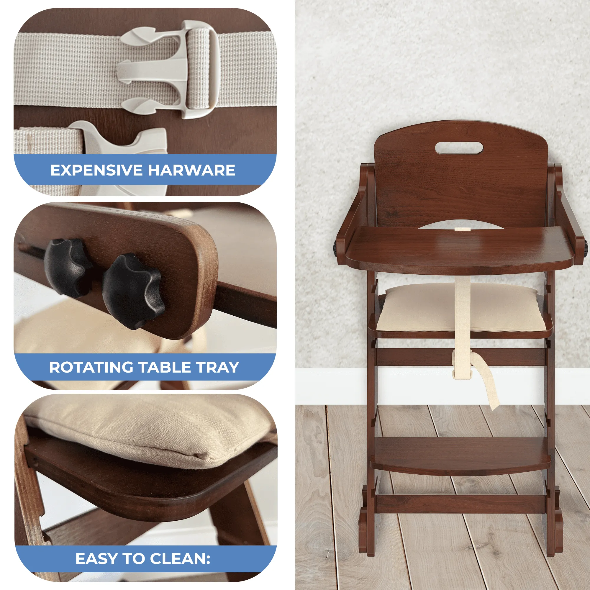 Tripp Trapp High Chair - Cherry Wooden Convertible Chair for Eating