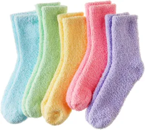 Velice Womens Fuzzy Socks Soft Cozy Fluffy Slipper Socks Winter Warm Plush Sleeping Christmas Socks 5 Pairs