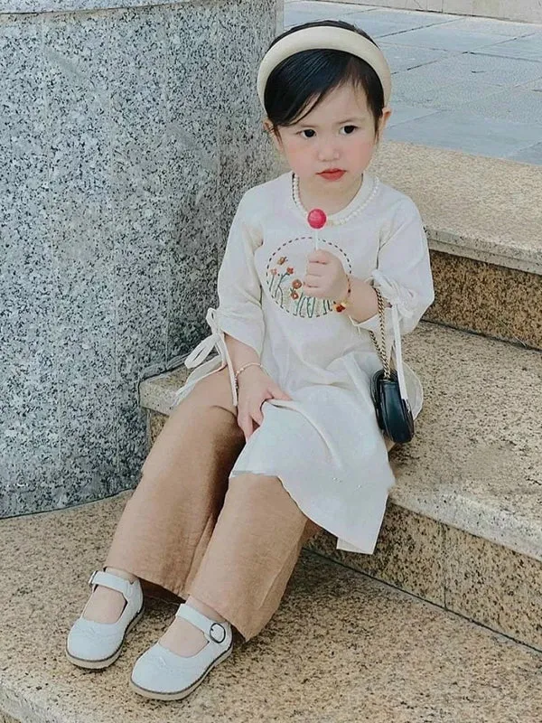 Wedding Ao Dai Red Girl String Sleeve Ao Dai Dress