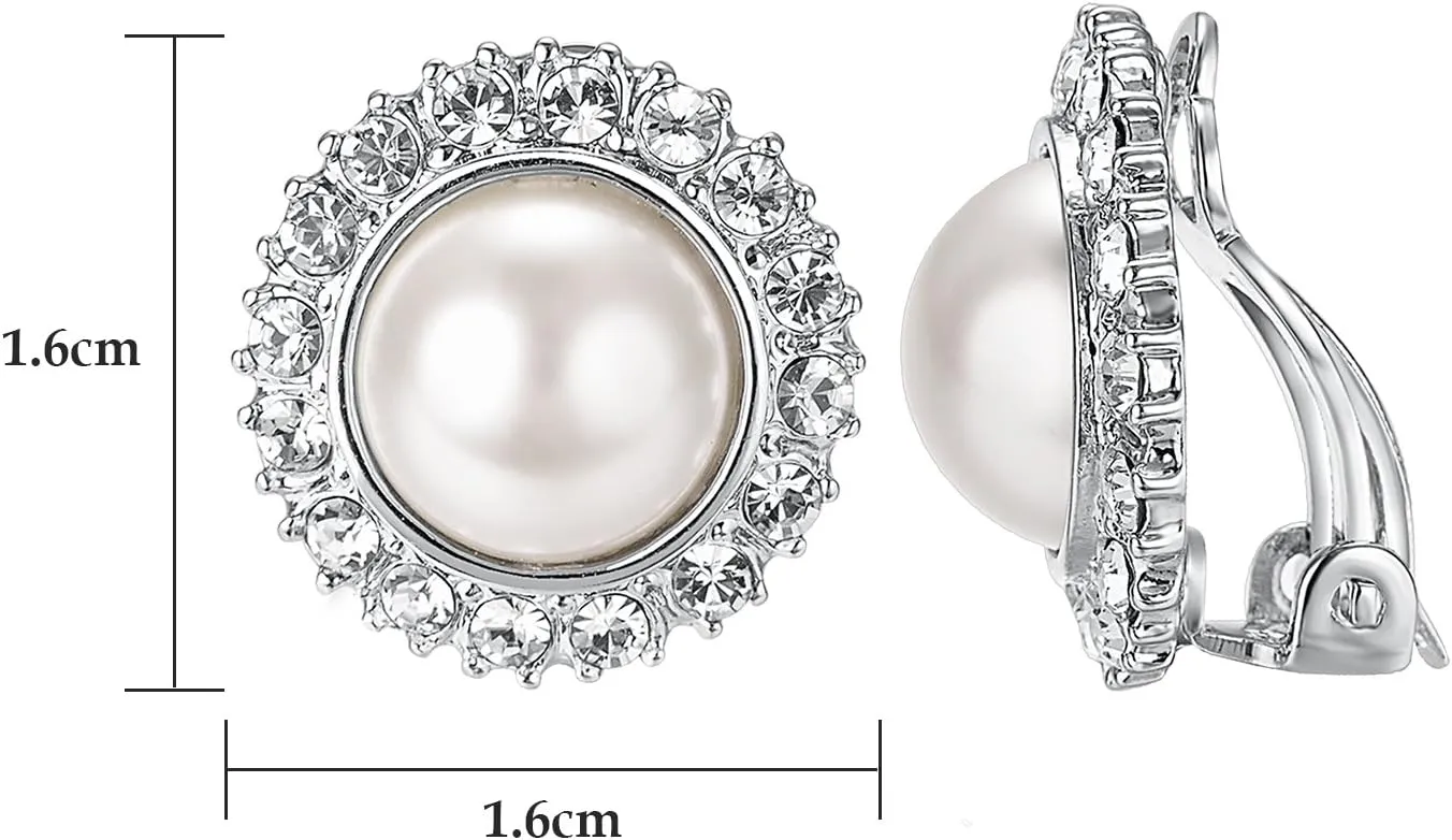 Yoursfs Ivory Pearl Clip On Earrings For Women 18k Gold Plated Flower Wedding Fashion Jewelry CZ Dainty Earring