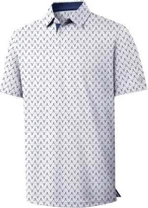 ZITY Mens Golf Shirts Short Sleeve Print Patterns Performance Moisture Wicking Polo Shirt