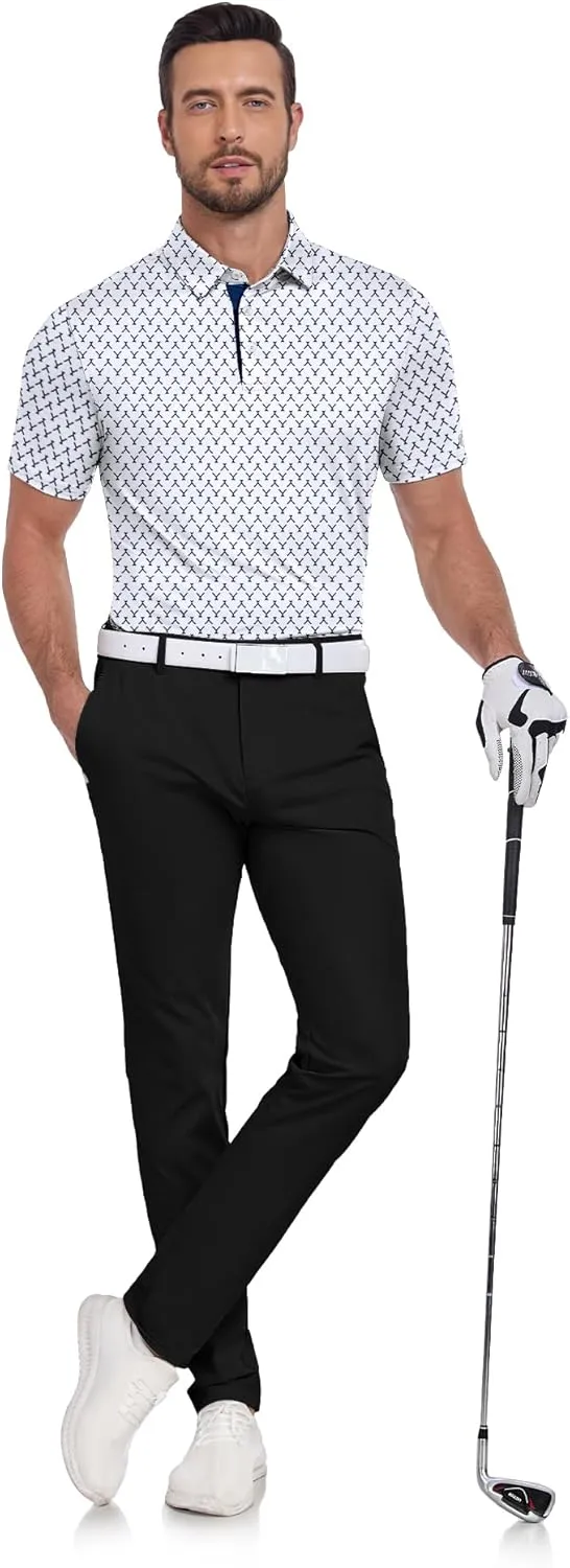 ZITY Mens Golf Shirts Short Sleeve Print Patterns Performance Moisture Wicking Polo Shirt