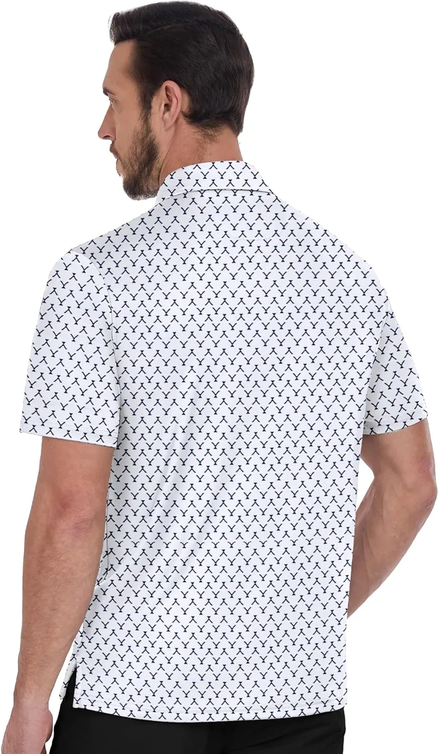 ZITY Mens Golf Shirts Short Sleeve Print Patterns Performance Moisture Wicking Polo Shirt