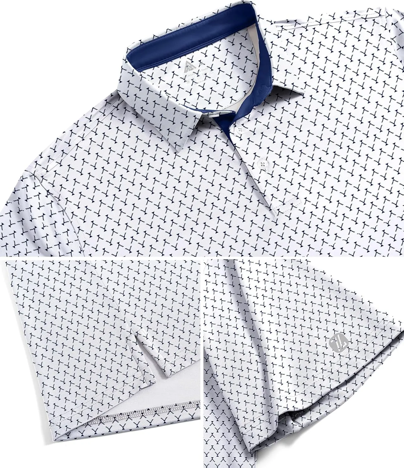 ZITY Mens Golf Shirts Short Sleeve Print Patterns Performance Moisture Wicking Polo Shirt